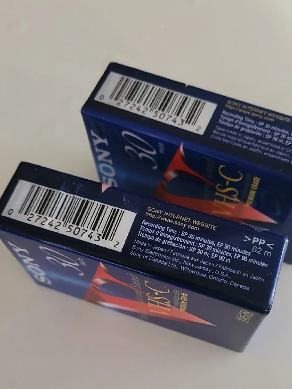 2 SEALED Sony VHS-C 30 Minute Camcorder Tapes